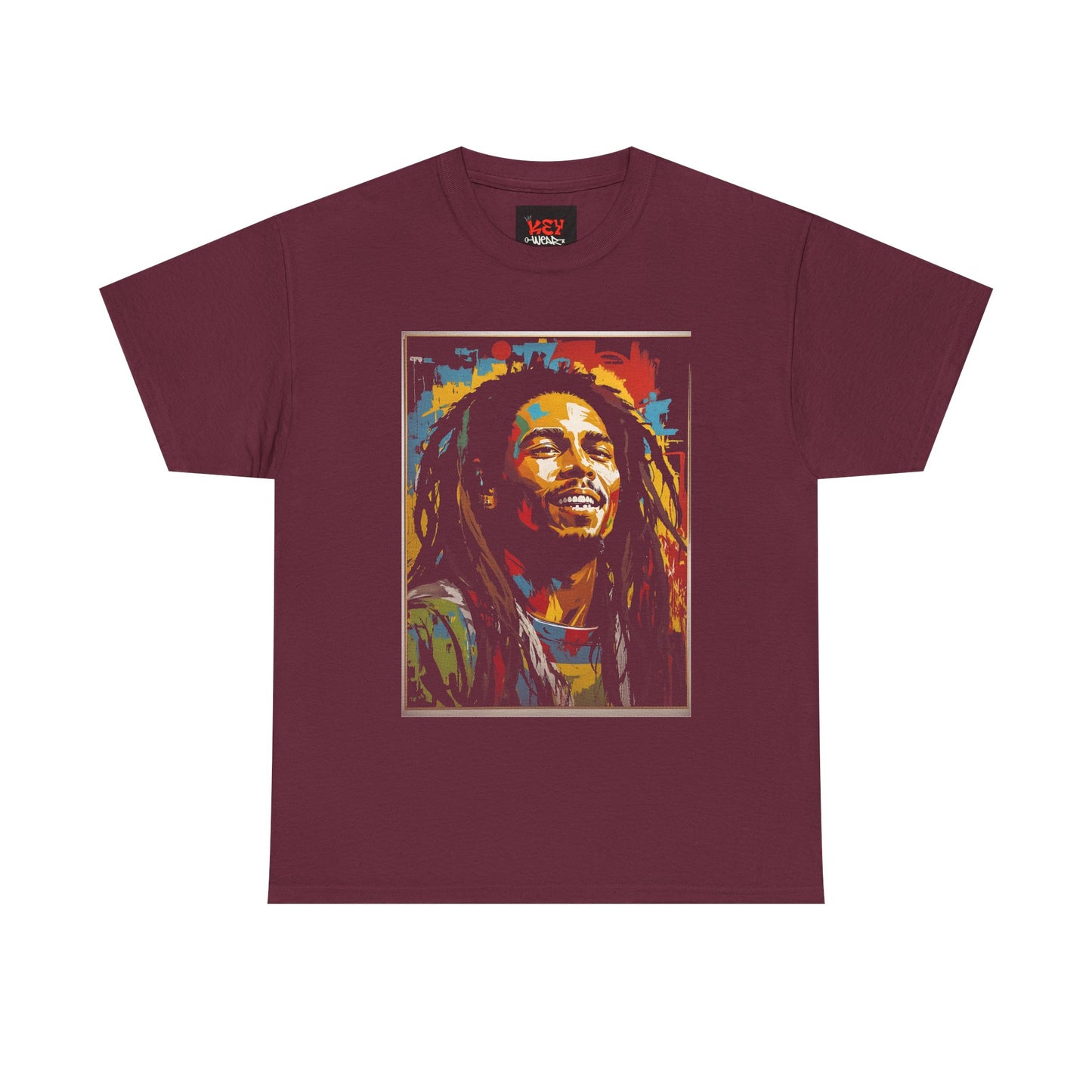 Reggae Portrait Tee — Vibrant Colorblock Music T-Shirt