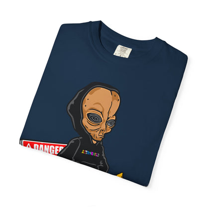 Alien Hooded T-Shirt — "No Trespassing" Desert Graphic