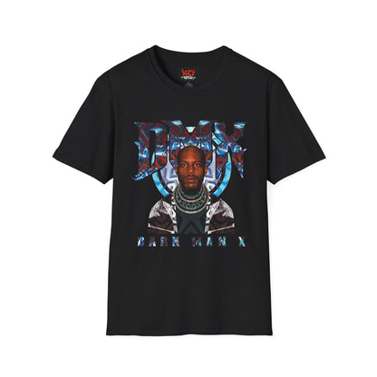 DMX Graphic Tee — Bold Portrait & Tribal Shield Design