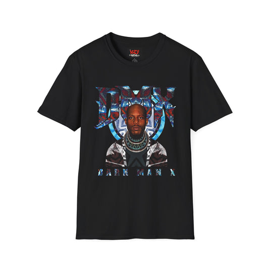 DMX Graphic Tee — Bold Portrait & Tribal Shield Design