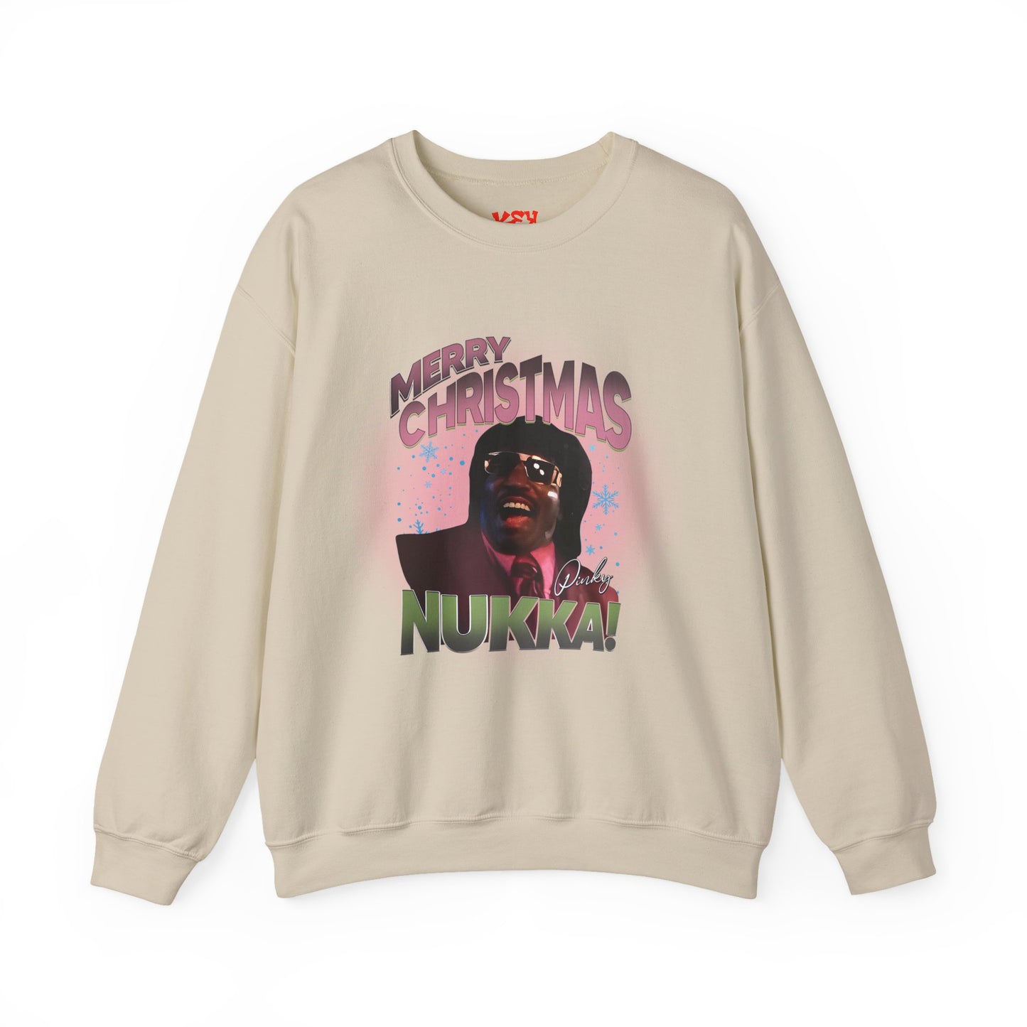 Pinky Christmas Crewneck Sweatshirt — "Merry Christmas Nukka!" Retro Holiday Graphic