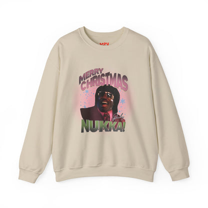 Pinky Christmas Crewneck Sweatshirt — "Merry Christmas Nukka!" Retro Holiday Graphic