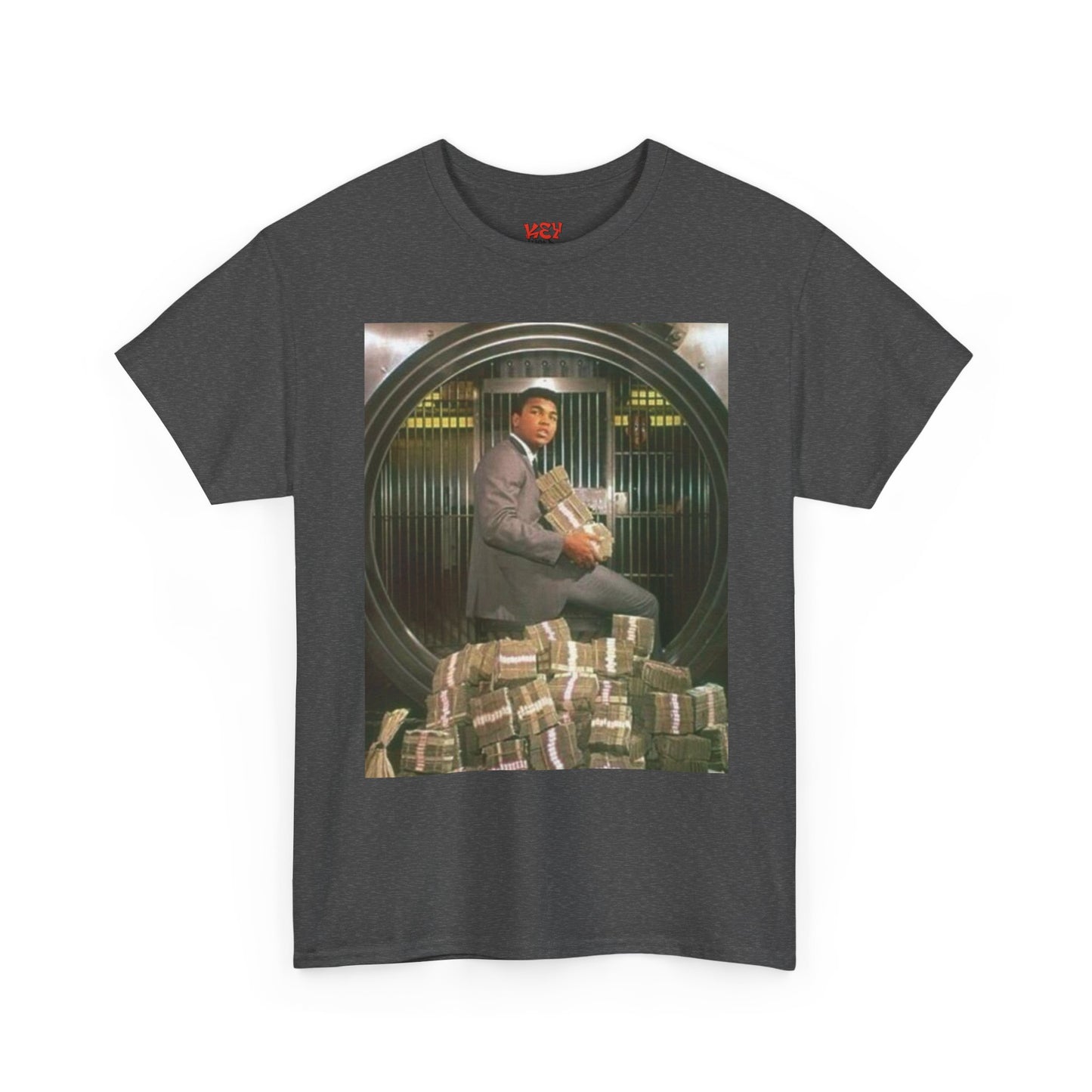 Ali Money Vault Graphic Tee — Vintage Heist Money Pile T-Shirt
