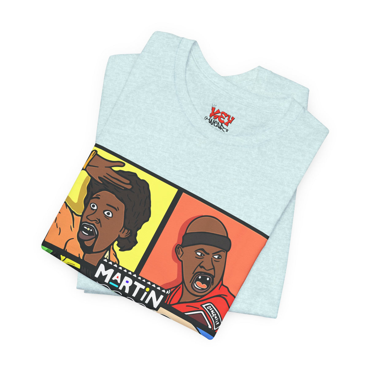 Retro TV Cast Graphic Tee — "Martin" Pop Art Squares