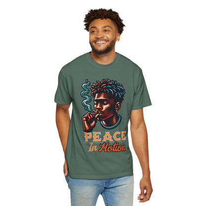 Peace In Motion T‑Shirt — Retro Smoking Portrait Graphic Tee