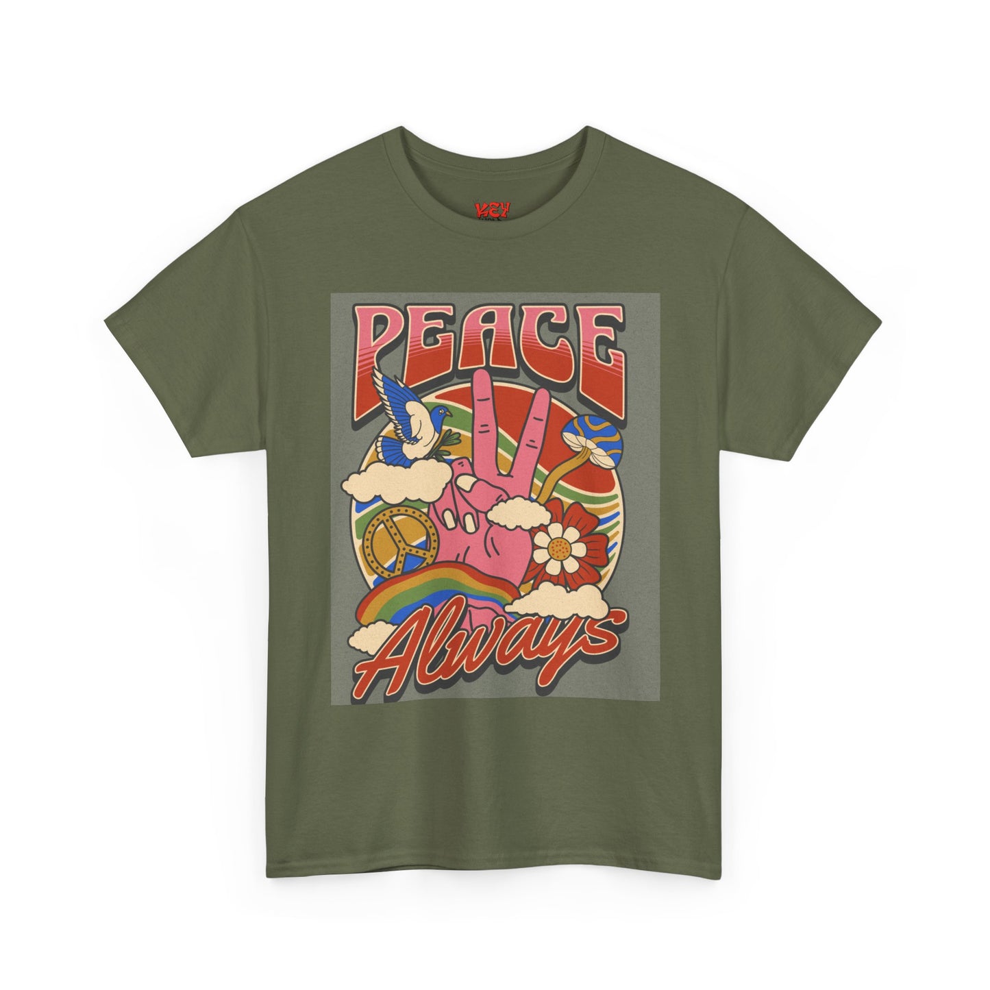 Peace Always T-Shirt – Retro 70s Hippie Peace Sign Graphic Tee