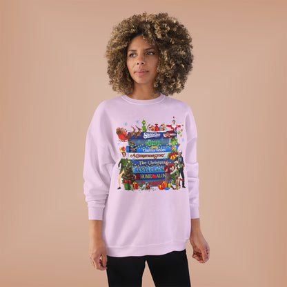 Christmas Movie Stack Crewneck Sweatshirt — Holiday Classics Sign Design