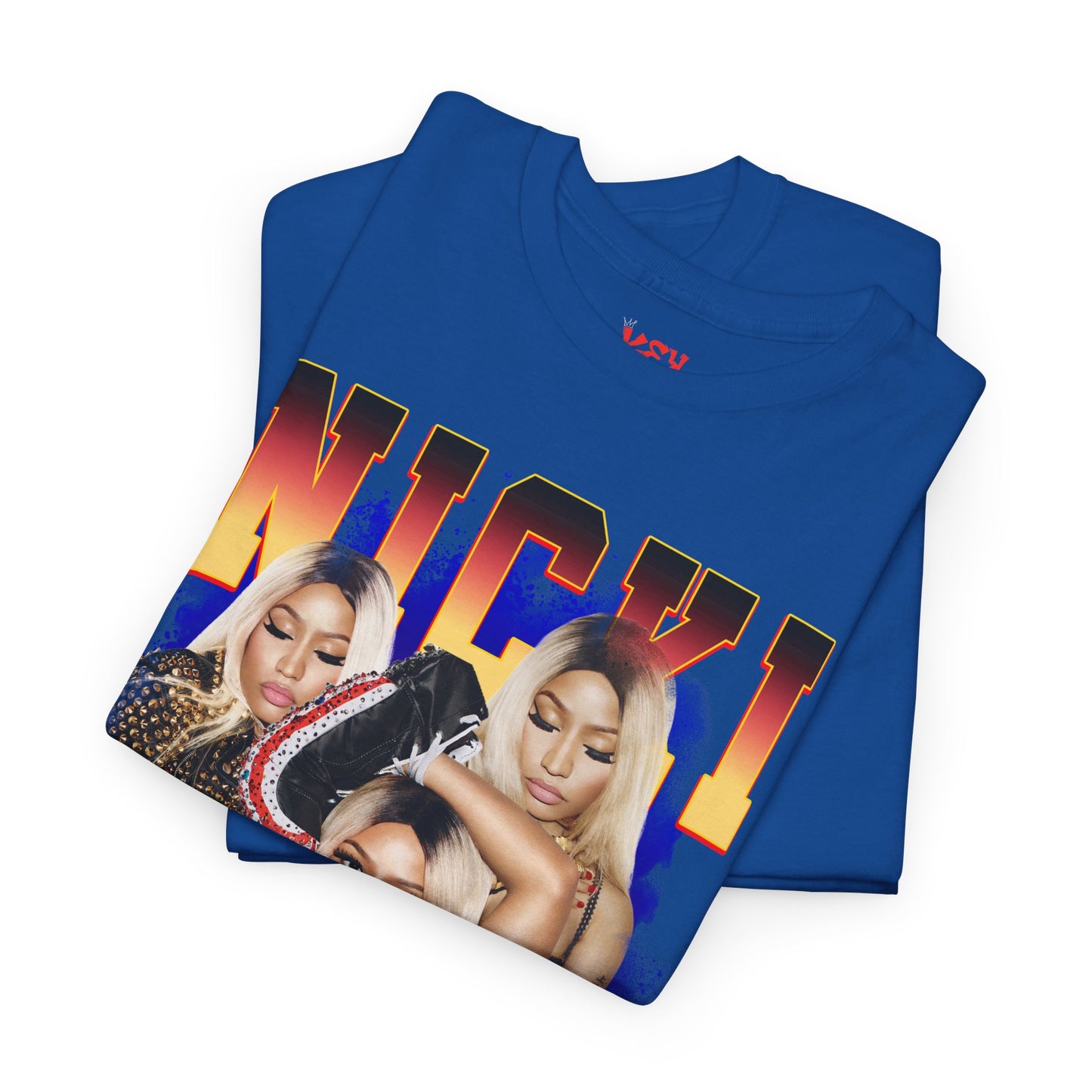 Nicki Graphic Tee — Retro Gradient Name and Portrait Collage