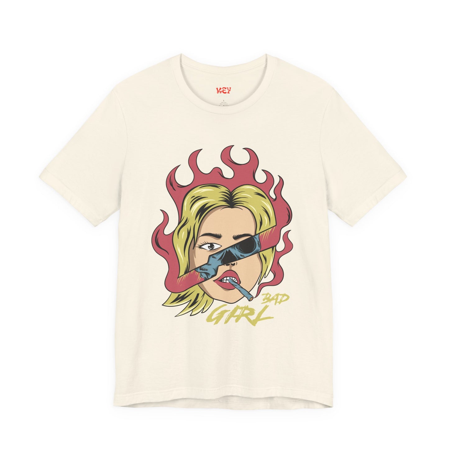 Bad Girl Pop Art Tee — Retro Flaming Blonde Graphic T-Shirt