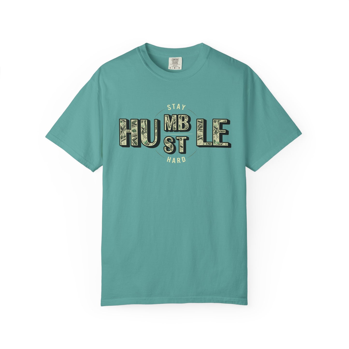 Stay Humble Hustle T-Shirt — Camo Lettering Motivational Tee