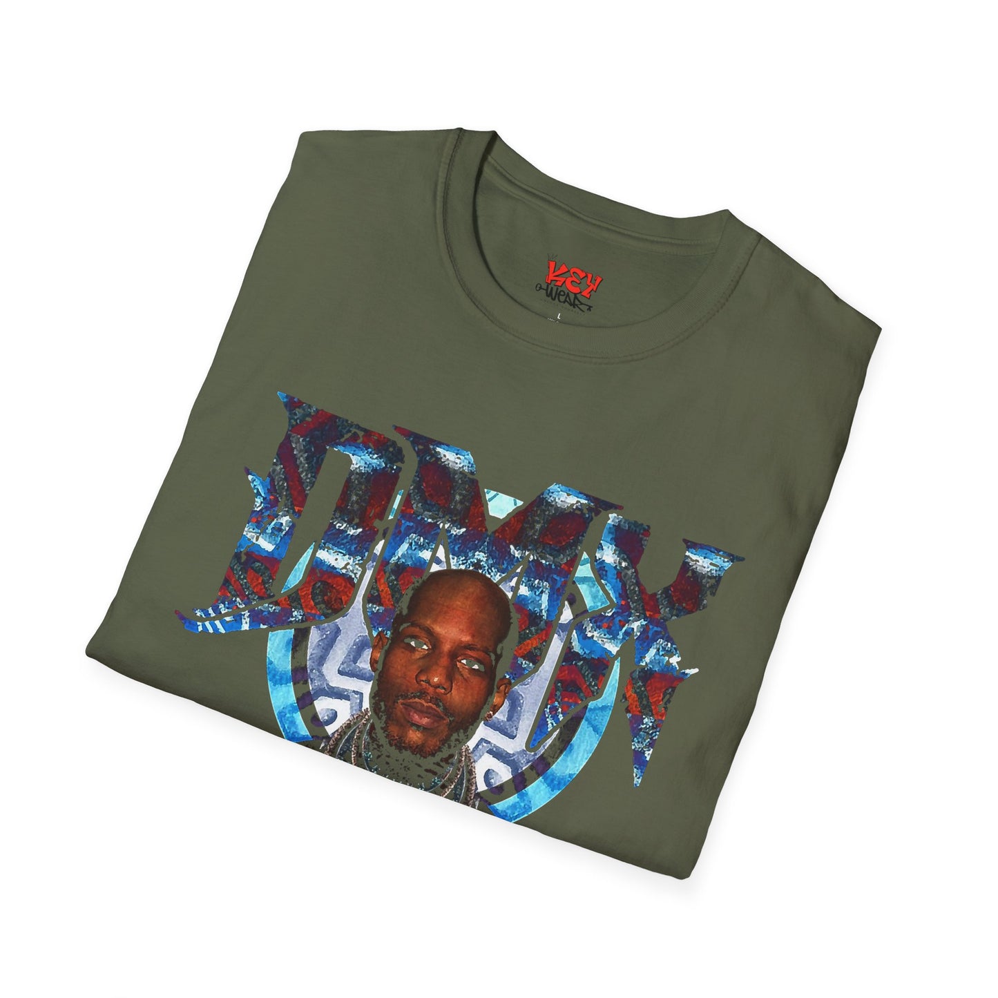 DMX Graphic Tee — Bold Portrait & Tribal Shield Design