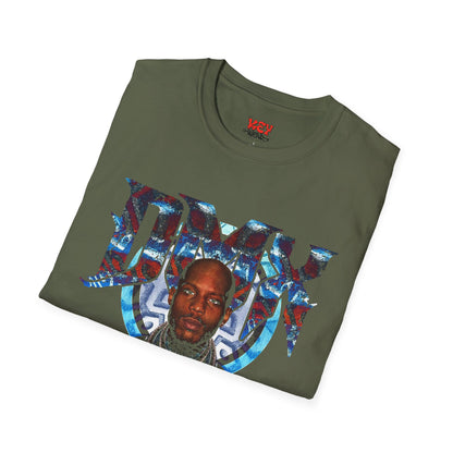 DMX Graphic Tee — Bold Portrait & Tribal Shield Design