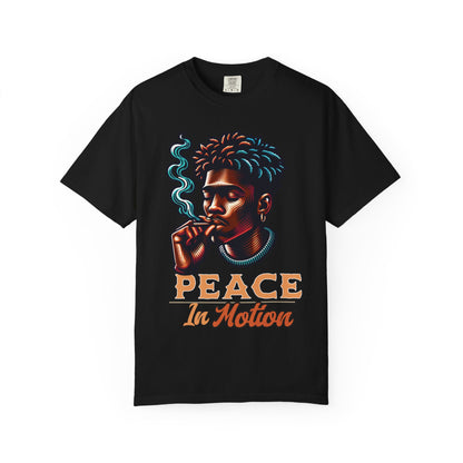 Peace In Motion T‑Shirt — Retro Smoking Portrait Graphic Tee