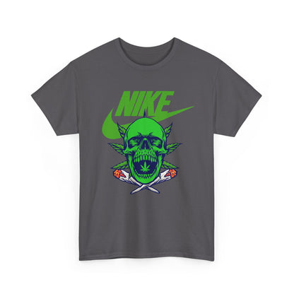 Skull Swoosh Tee — Neon Green Nike-Inspired Graphic Shirt