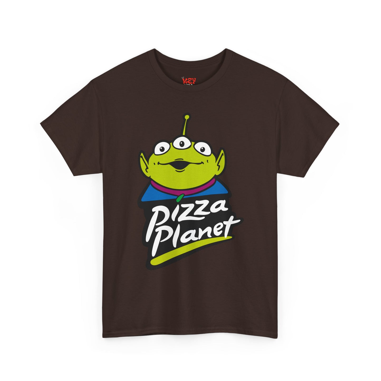 Pizza Planet Alien Graphic Tee — Retro Cartoon Pizza Logo T-Shirt