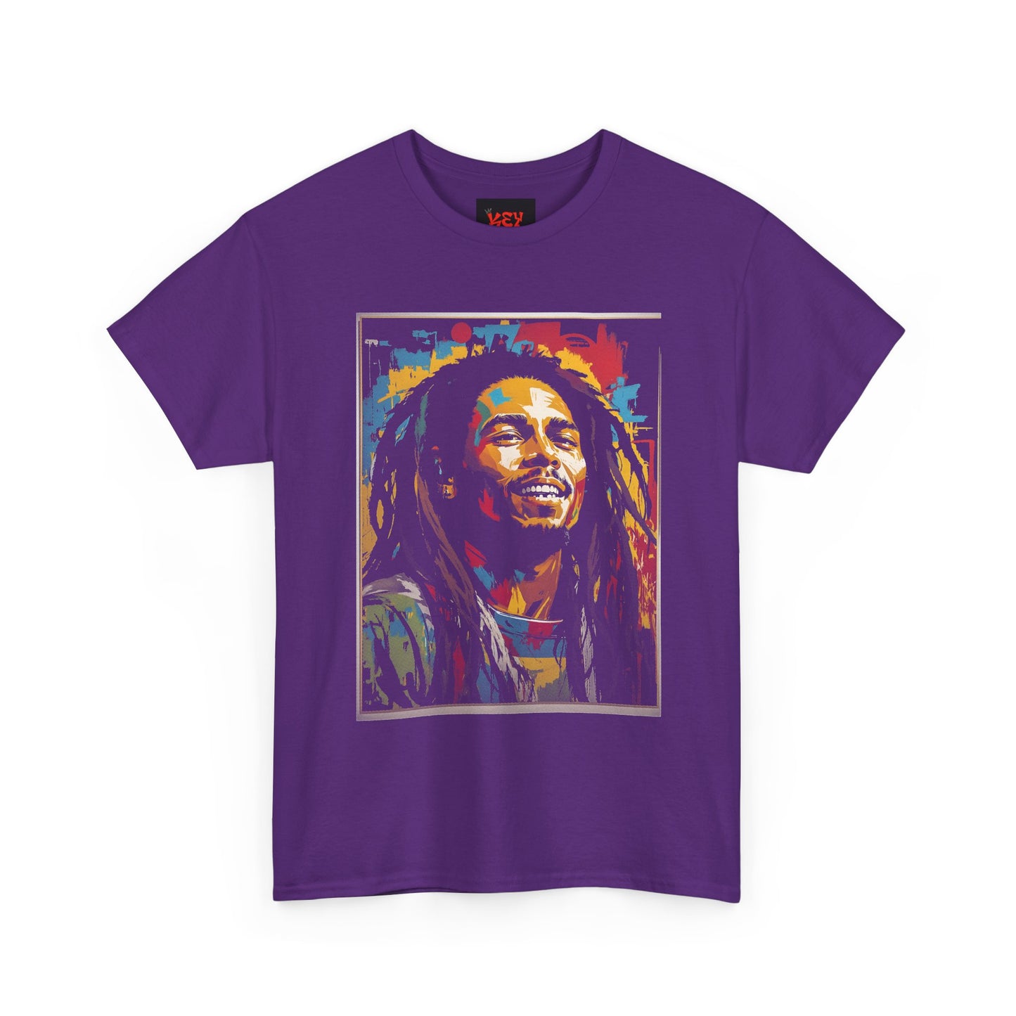 Reggae Portrait Tee — Vibrant Colorblock Music T-Shirt