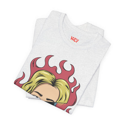 Bad Girl Pop Art Tee — Retro Flaming Blonde Graphic T-Shirt