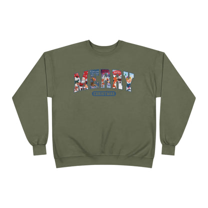 Merry Christmas Crewneck Sweatshirt — Festive Holiday Graphic Pullover