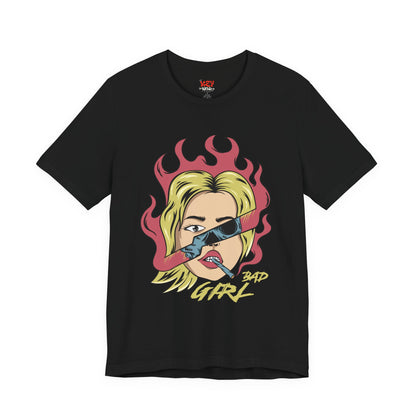 Bad Girl Pop Art Tee — Retro Flaming Blonde Graphic T-Shirt