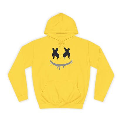 Marshmallow Smile Hoodie — Drip Smiley Face Graphic Streetwear Pullover