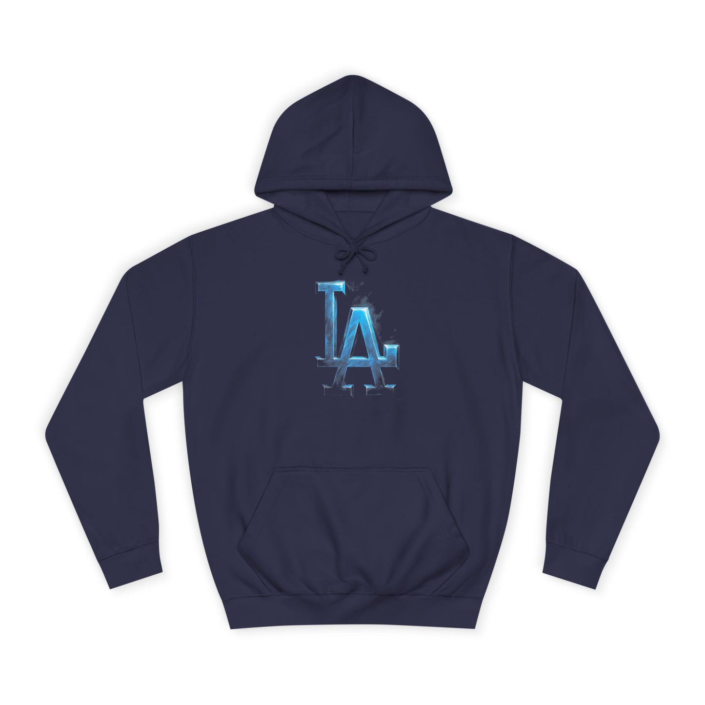 LA Logo Hoodie — Blue Metallic College-Style Pullover