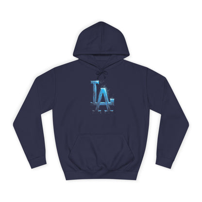 LA Logo Hoodie — Blue Metallic College-Style Pullover