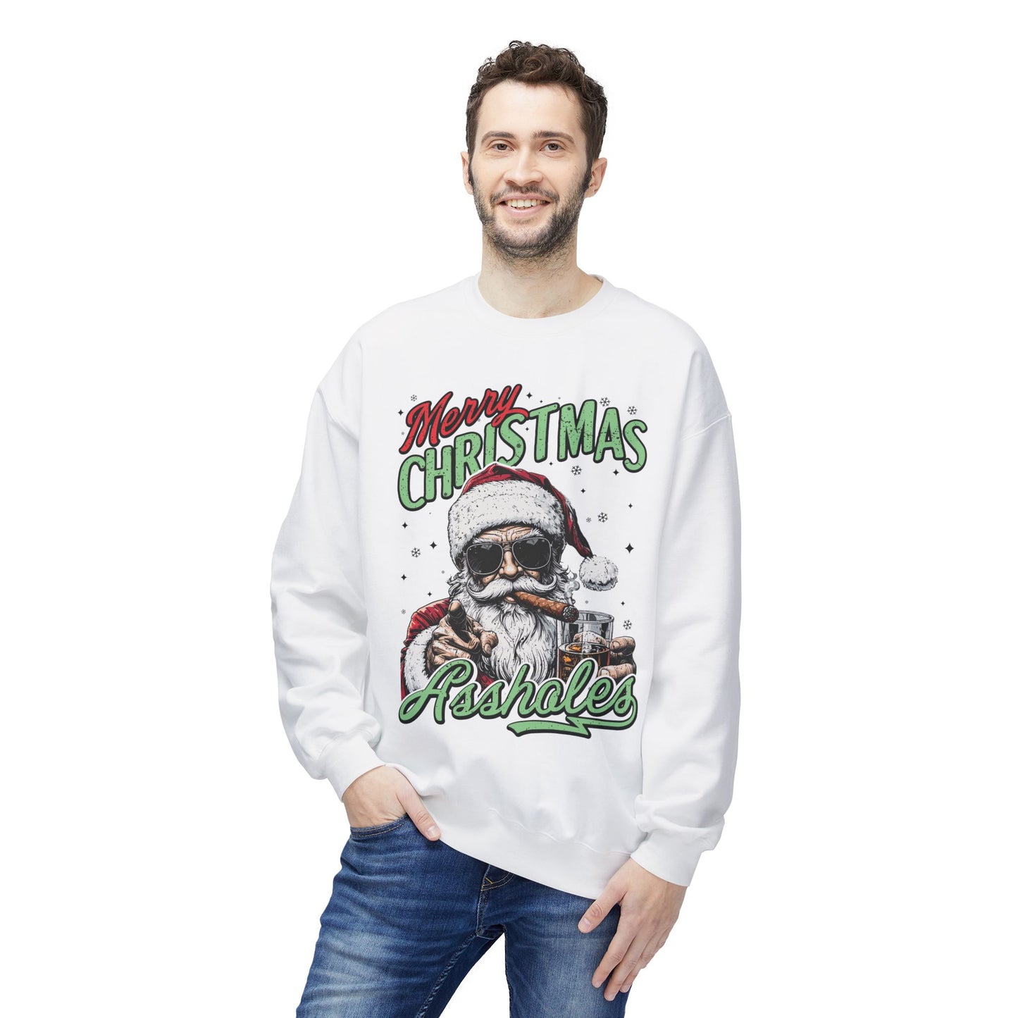 Merry Christmas A**holes Sweatshirt - Edgy Santa Holiday Crewneck