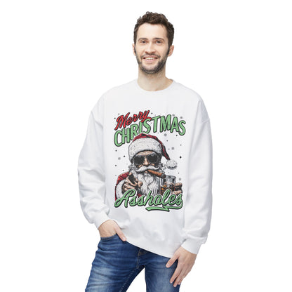 Merry Christmas A**holes Sweatshirt - Edgy Santa Holiday Crewneck