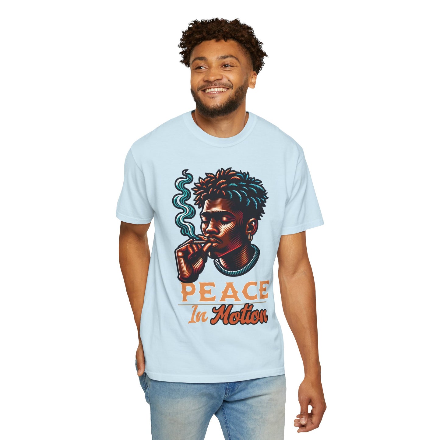 Peace In Motion T‑Shirt — Retro Smoking Portrait Graphic Tee