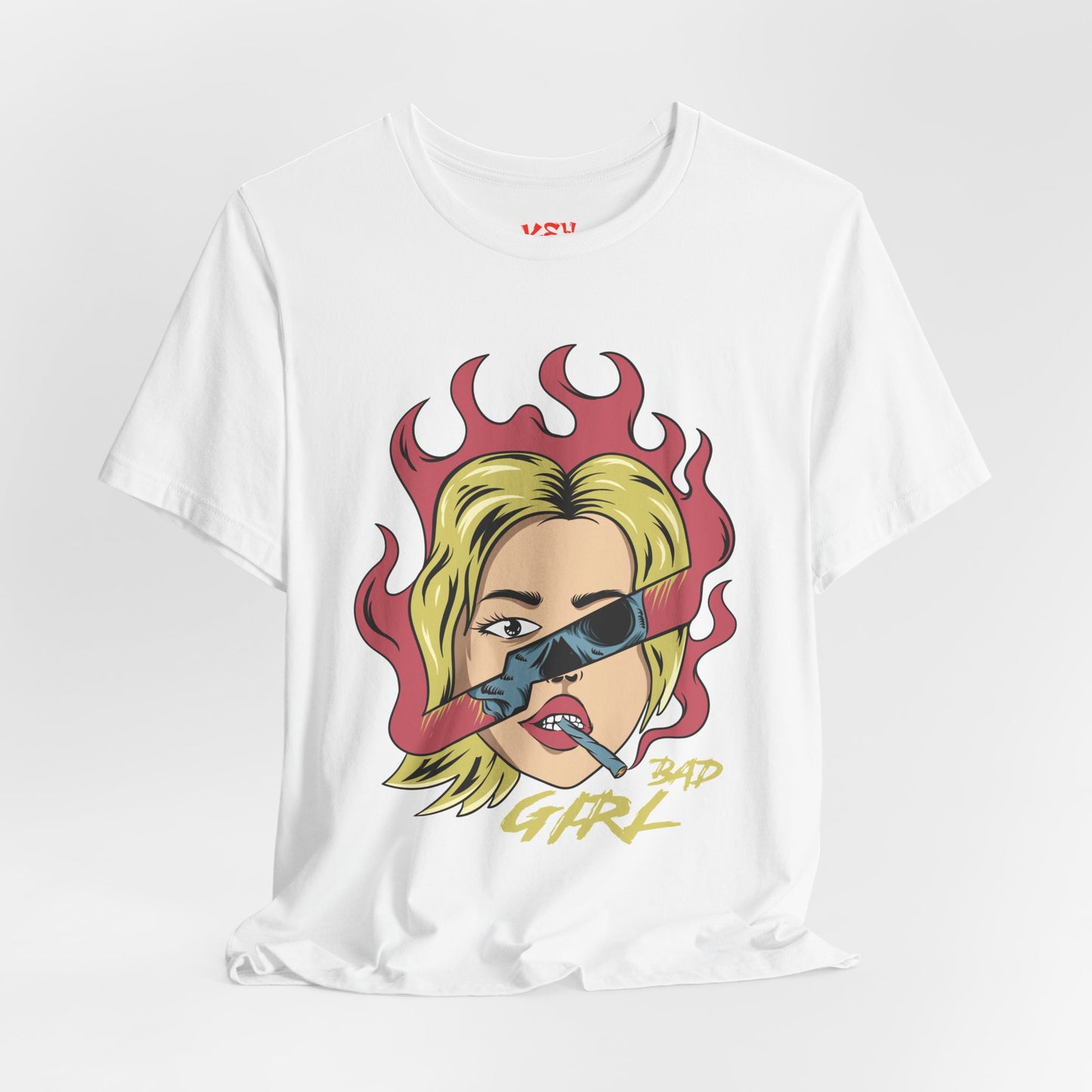 Bad Girl Pop Art Tee — Retro Flaming Blonde Graphic T-Shirt