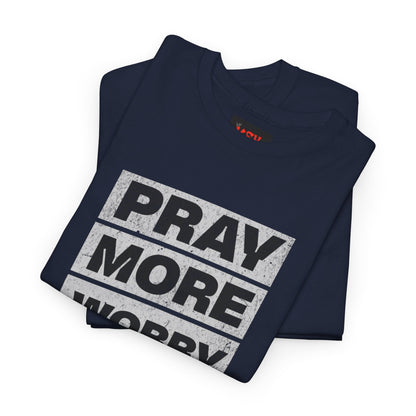 Pray More Worry Less T-Shirt — Inspirational Christian Tee with Bible Graphic