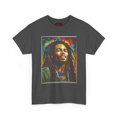 Reggae Portrait Tee — Vibrant Colorblock Music T-Shirt