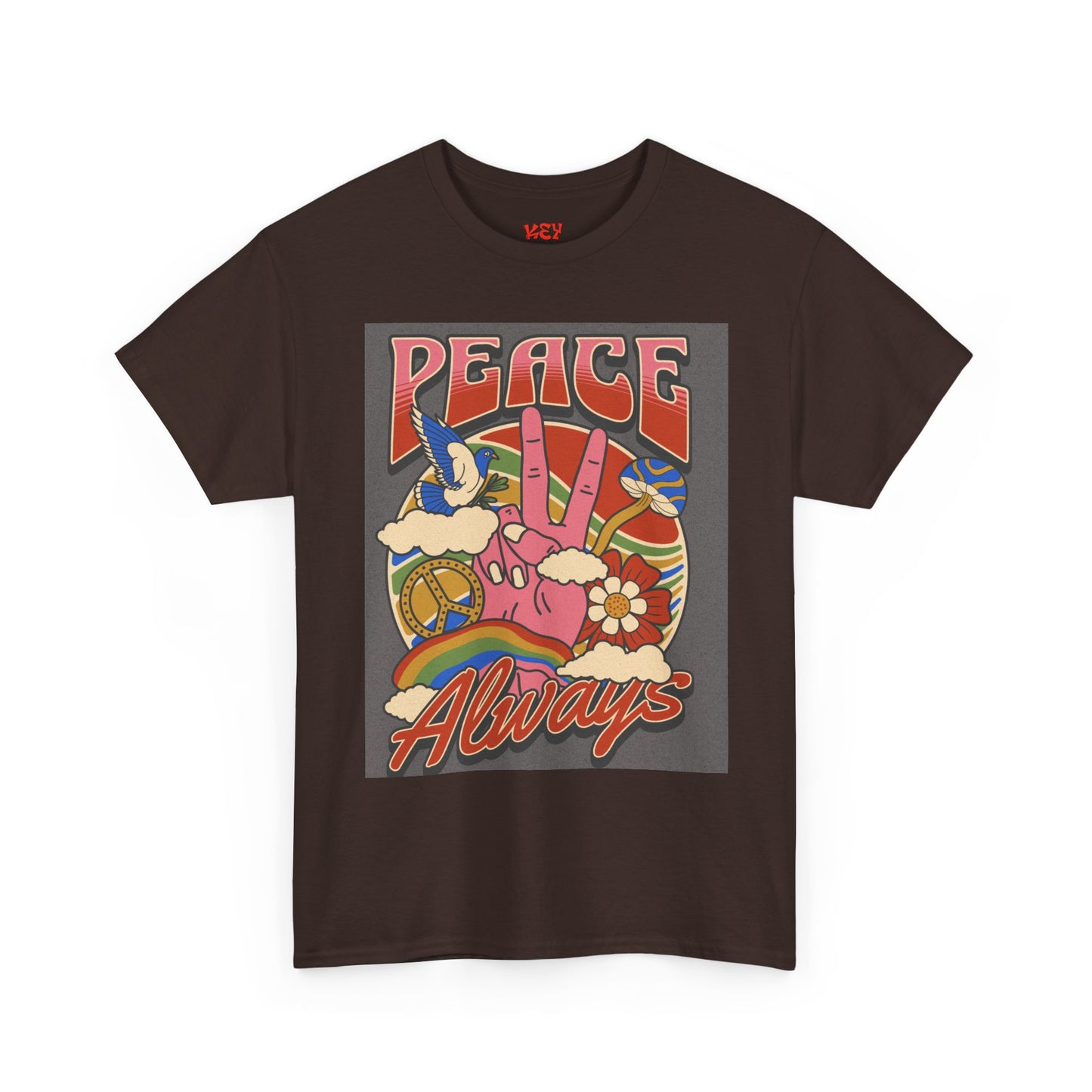 Peace Always T-Shirt – Retro 70s Hippie Peace Sign Graphic Tee