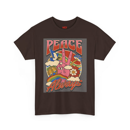 Peace Always T-Shirt – Retro 70s Hippie Peace Sign Graphic Tee