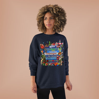 Christmas Movie Stack Crewneck Sweatshirt — Holiday Classics Sign Design