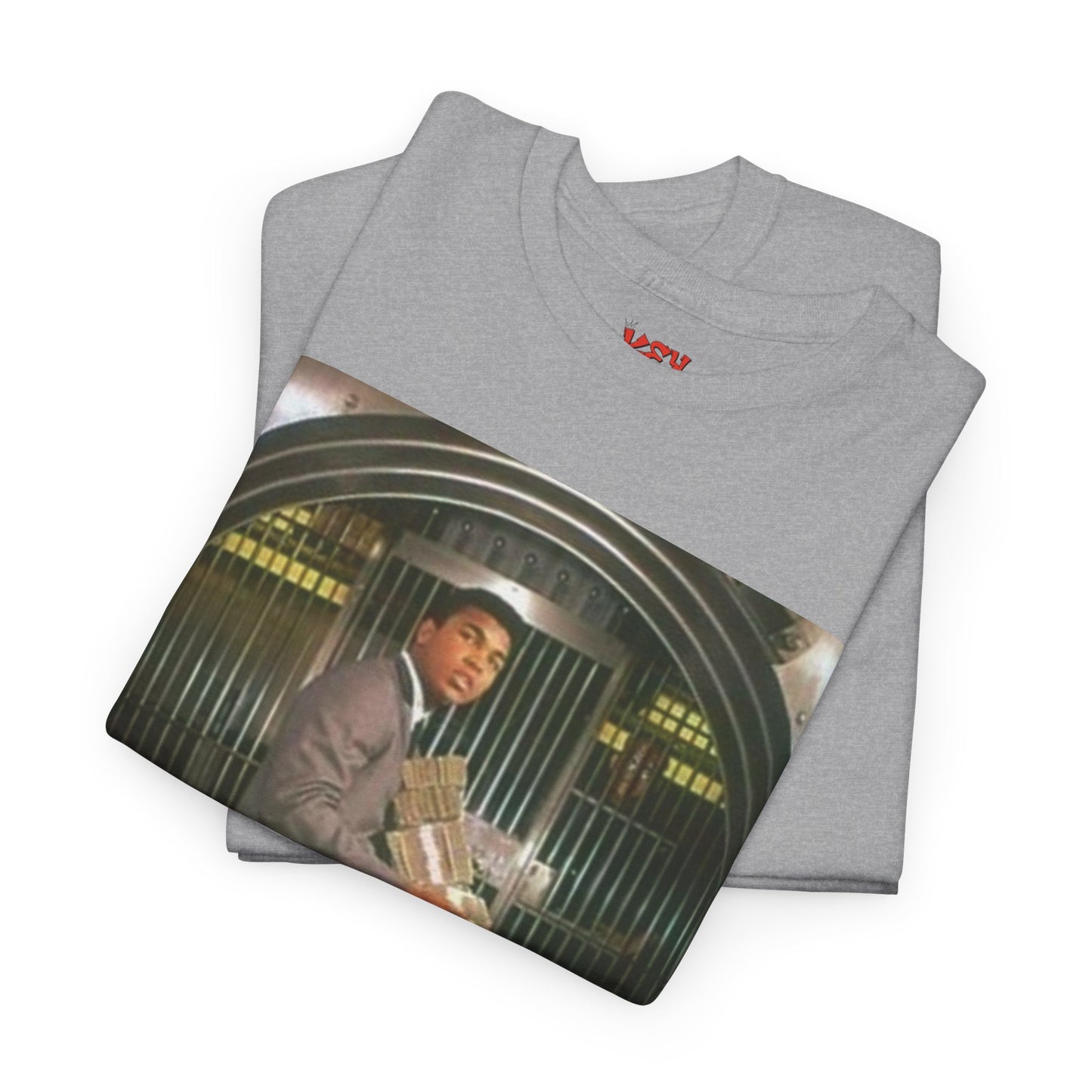 Ali Money Vault Graphic Tee — Vintage Heist Money Pile T-Shirt