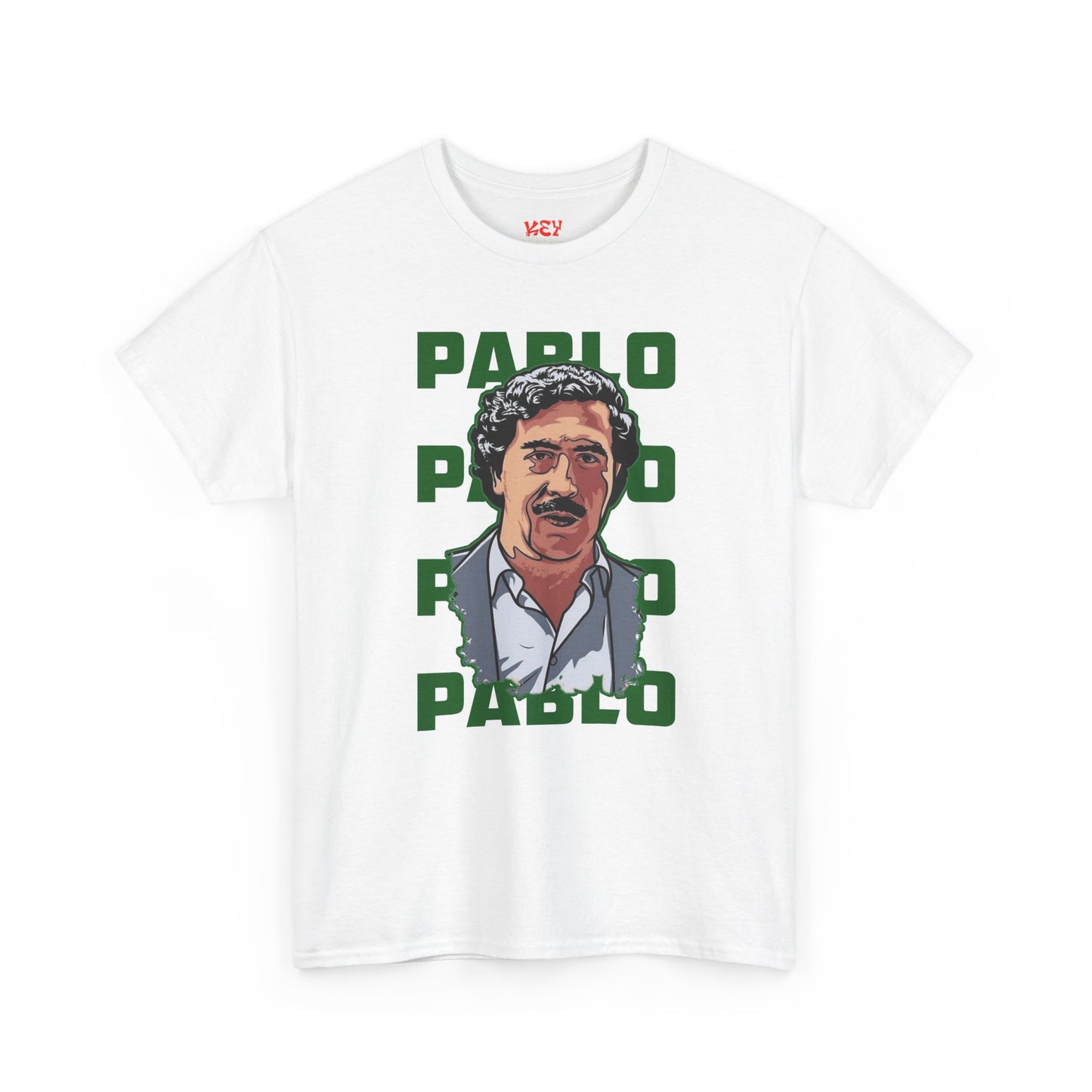 Pablo Portrait Tee — Retro Green Block Text Graphic T-Shirt