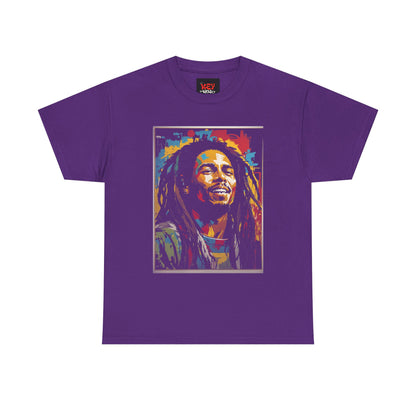 Reggae Portrait Tee — Vibrant Colorblock Music T-Shirt