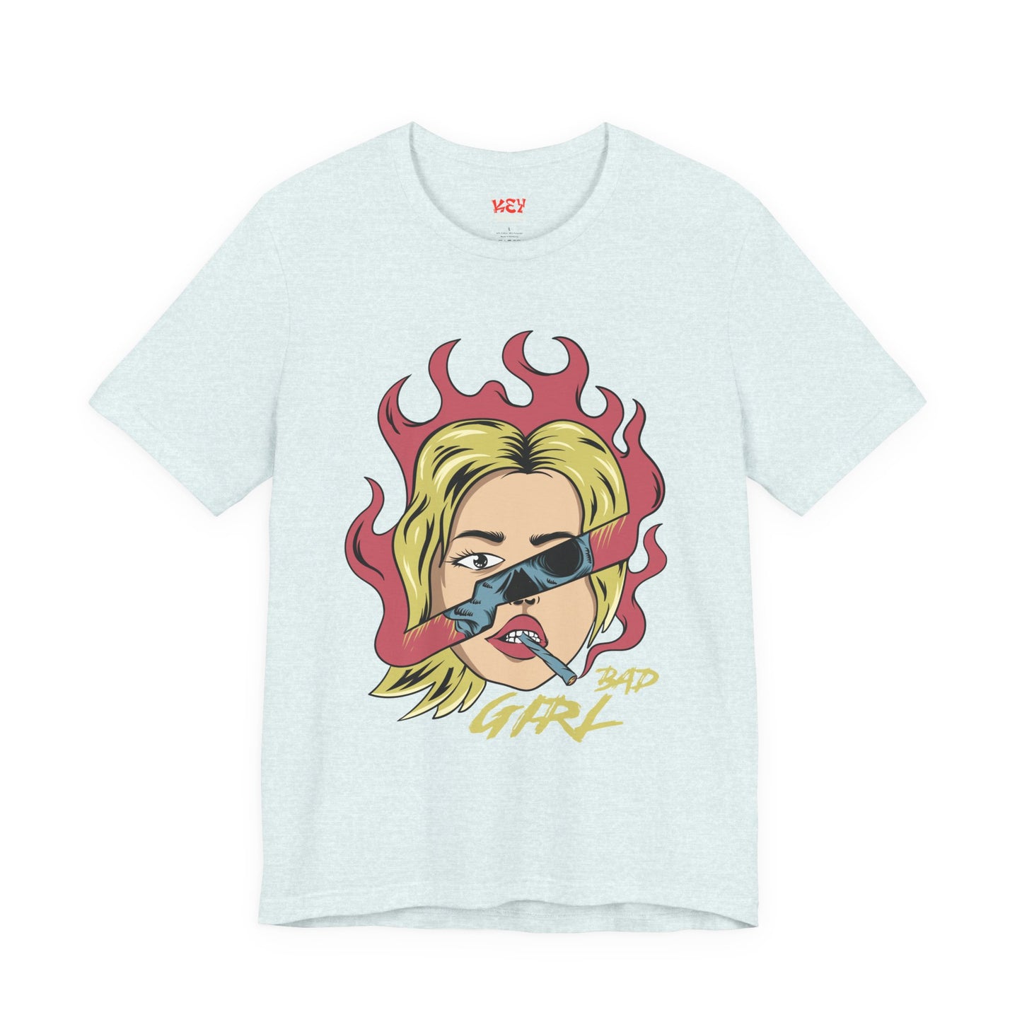 Bad Girl Pop Art Tee — Retro Flaming Blonde Graphic T-Shirt