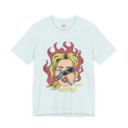 Bad Girl Pop Art Tee — Retro Flaming Blonde Graphic T-Shirt