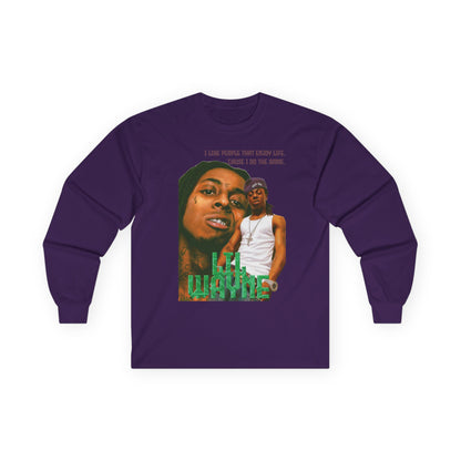 Wayne Long Sleeve Tee — Retro Photo Graphic with Quote