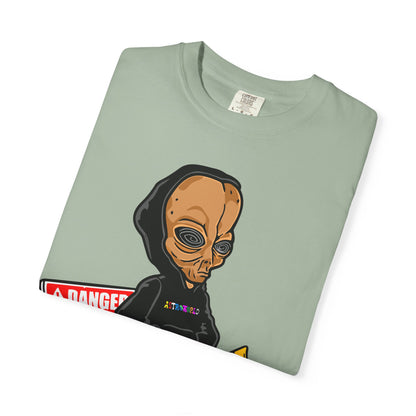 Alien Hooded T-Shirt — "No Trespassing" Desert Graphic