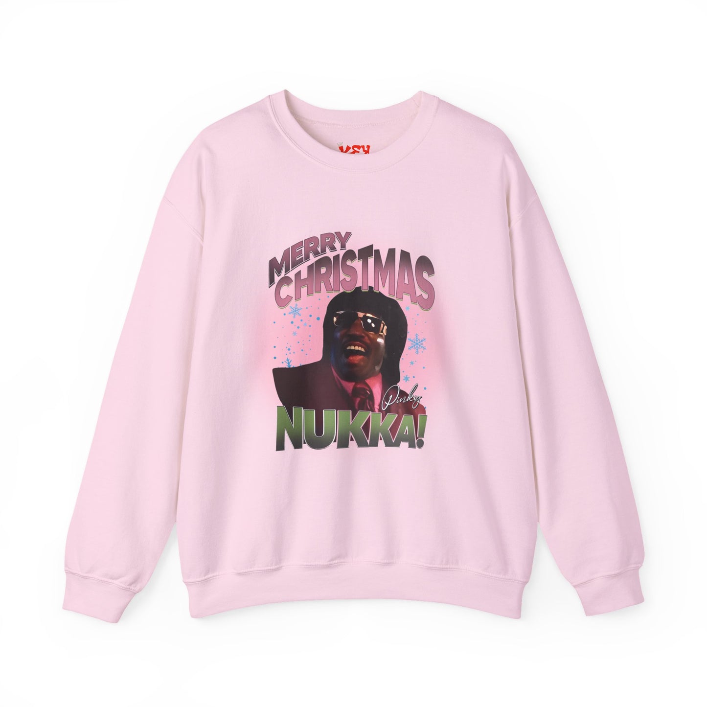 Pinky Christmas Crewneck Sweatshirt — "Merry Christmas Nukka!" Retro Holiday Graphic
