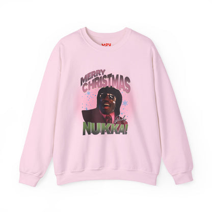 Pinky Christmas Crewneck Sweatshirt — "Merry Christmas Nukka!" Retro Holiday Graphic