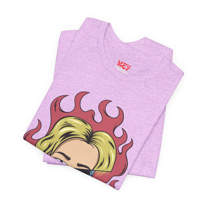 Bad Girl Pop Art Tee — Retro Flaming Blonde Graphic T-Shirt