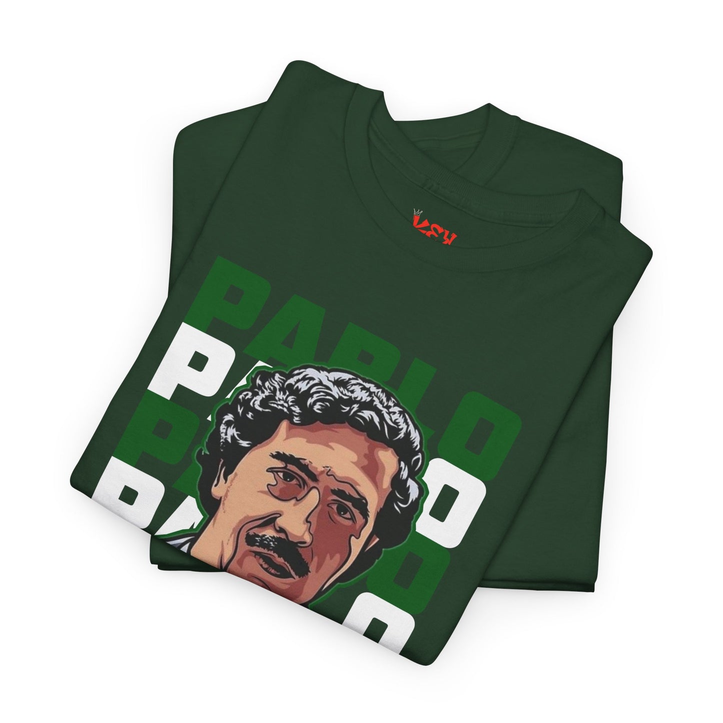 Pablo Portrait Tee — Retro Green Block Text Graphic T-Shirt