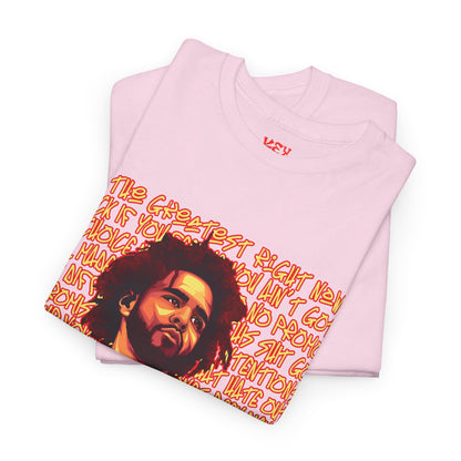 J Cole Graphic Tee — Retro Portrait with 'J-Cole' Text