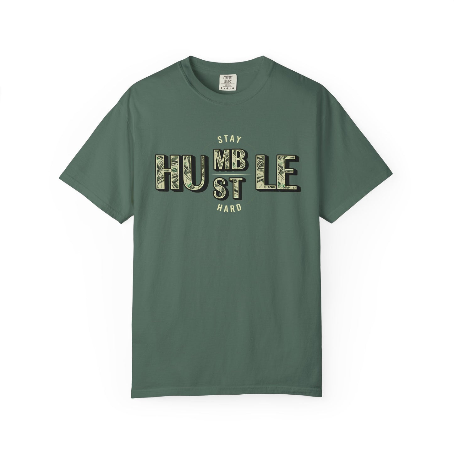 Stay Humble Hustle T-Shirt — Camo Lettering Motivational Tee