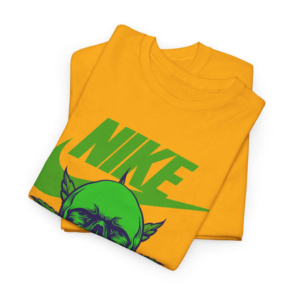 Skull Swoosh Tee — Neon Green Nike-Inspired Graphic Shirt