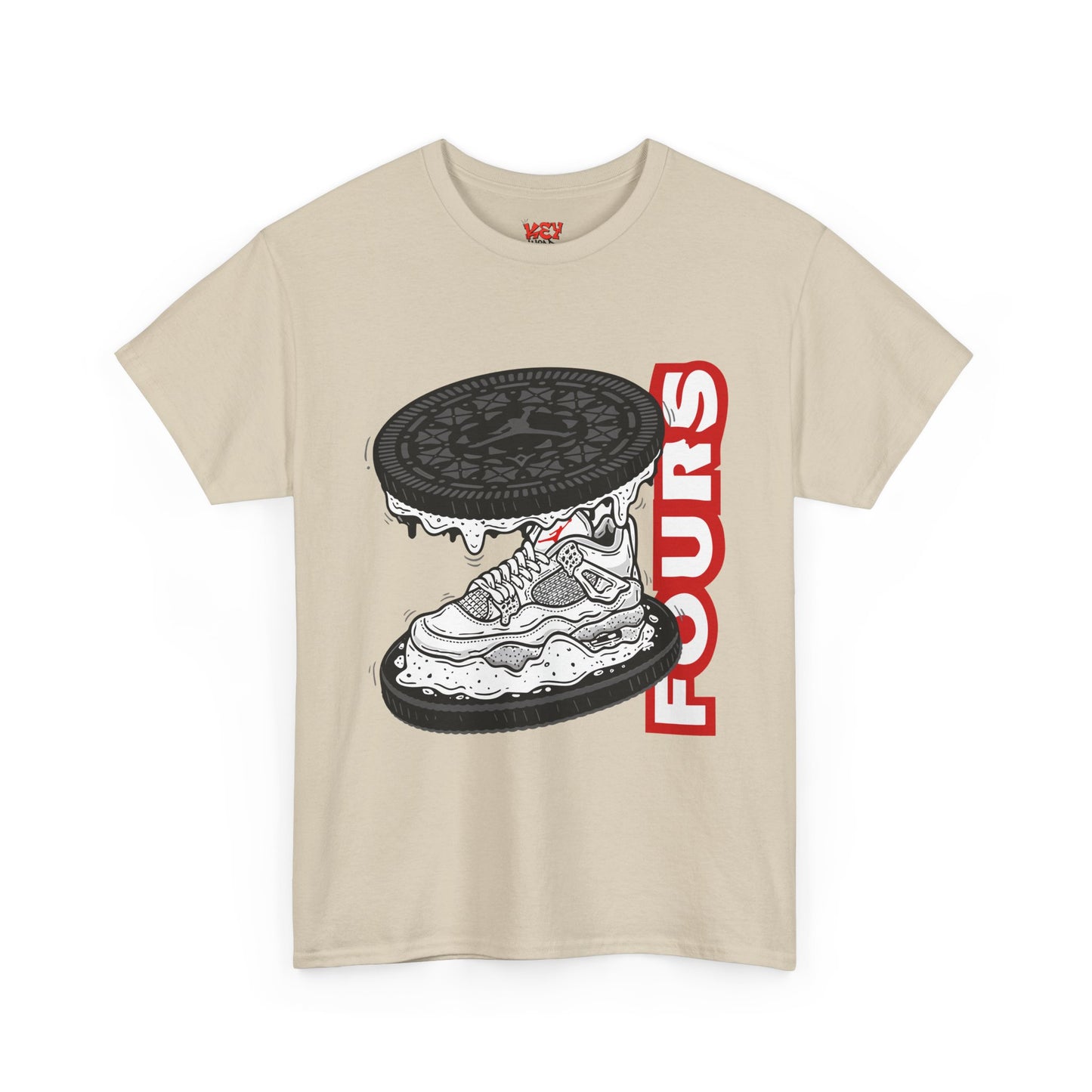 KeyWear Graphic Tee — Oreo Sneaker Sandwich Design ("FOURS")